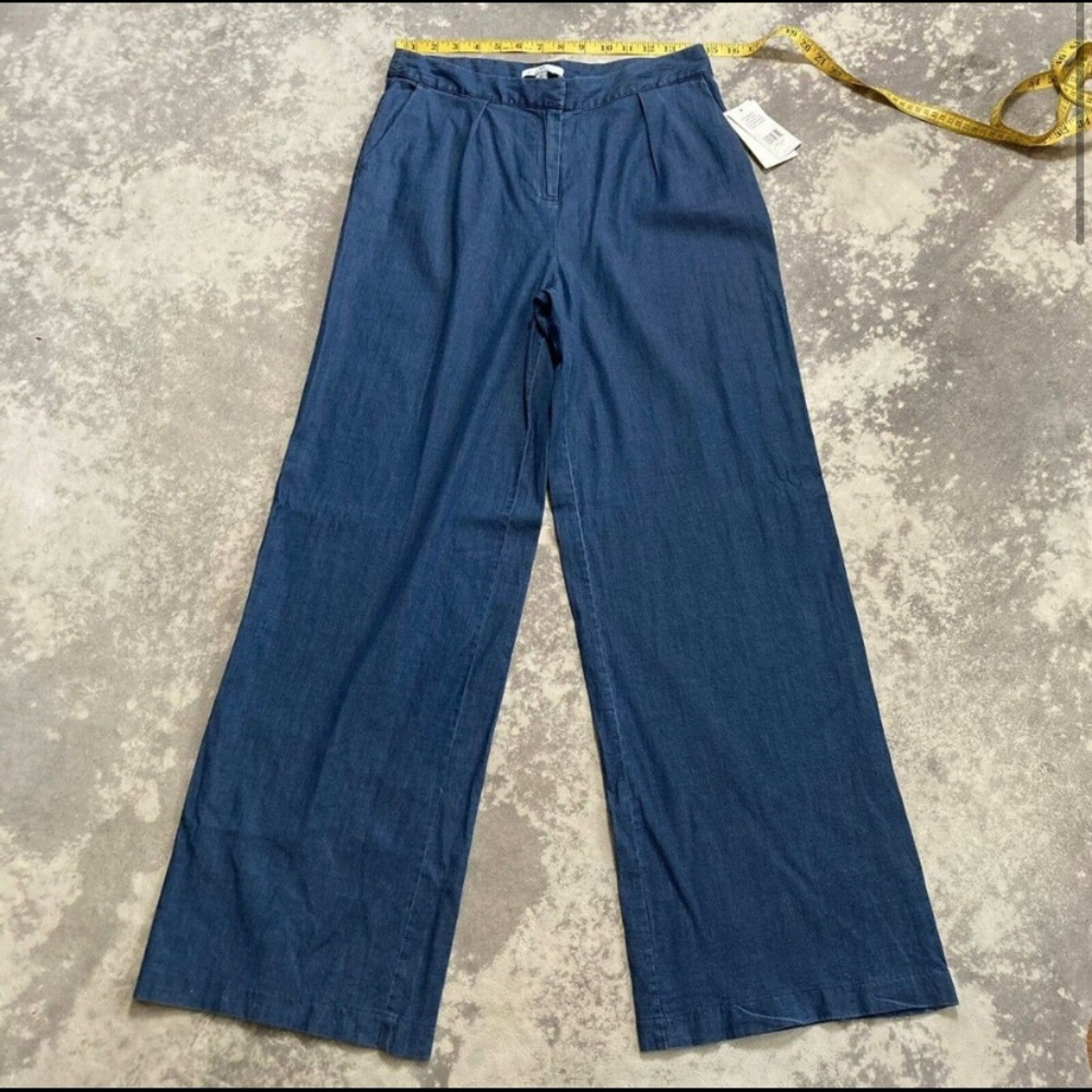 NWT Halston Chambray High Rise Wide Leg Pants